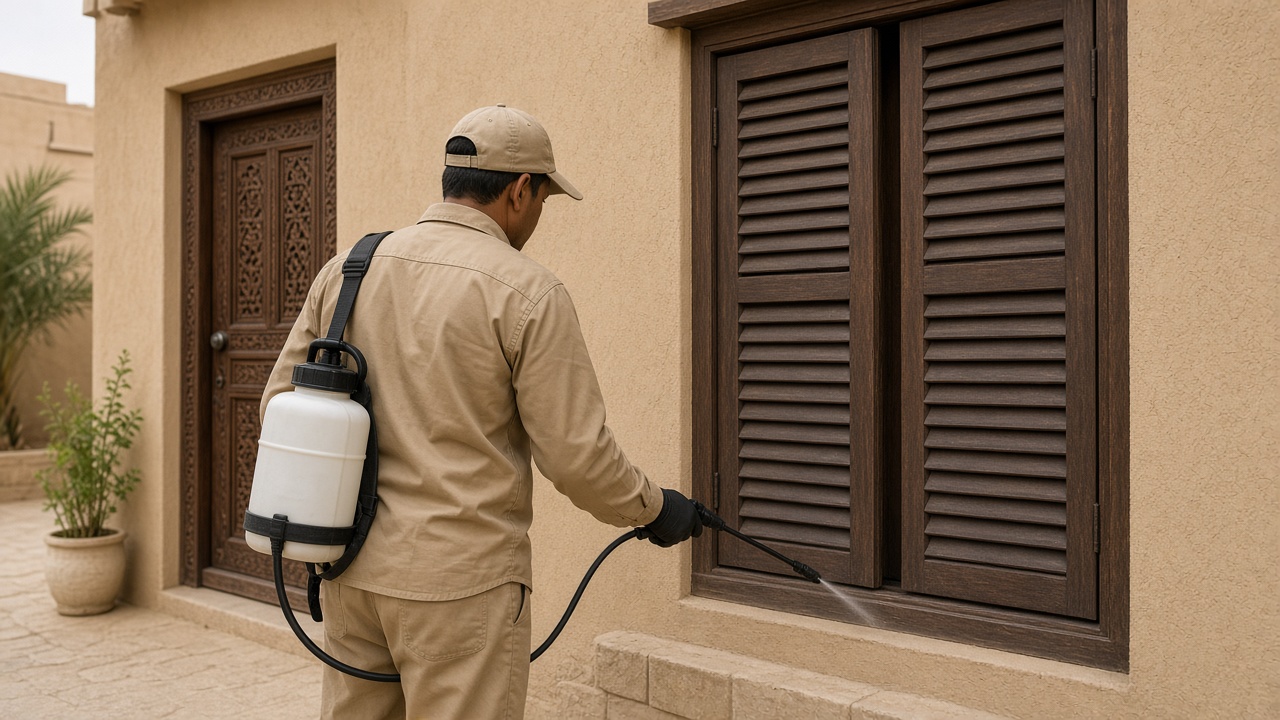 Pest control Jumeirah treatment around villa window shutters and frames